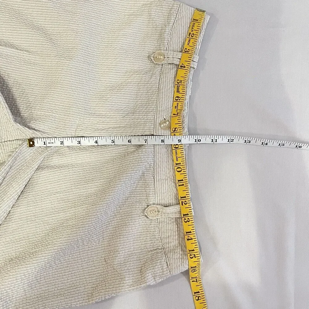 Harve Benard Bermuda‎ Shorts Womens 16P Beige/Brown Seersucker Flat Front Casual